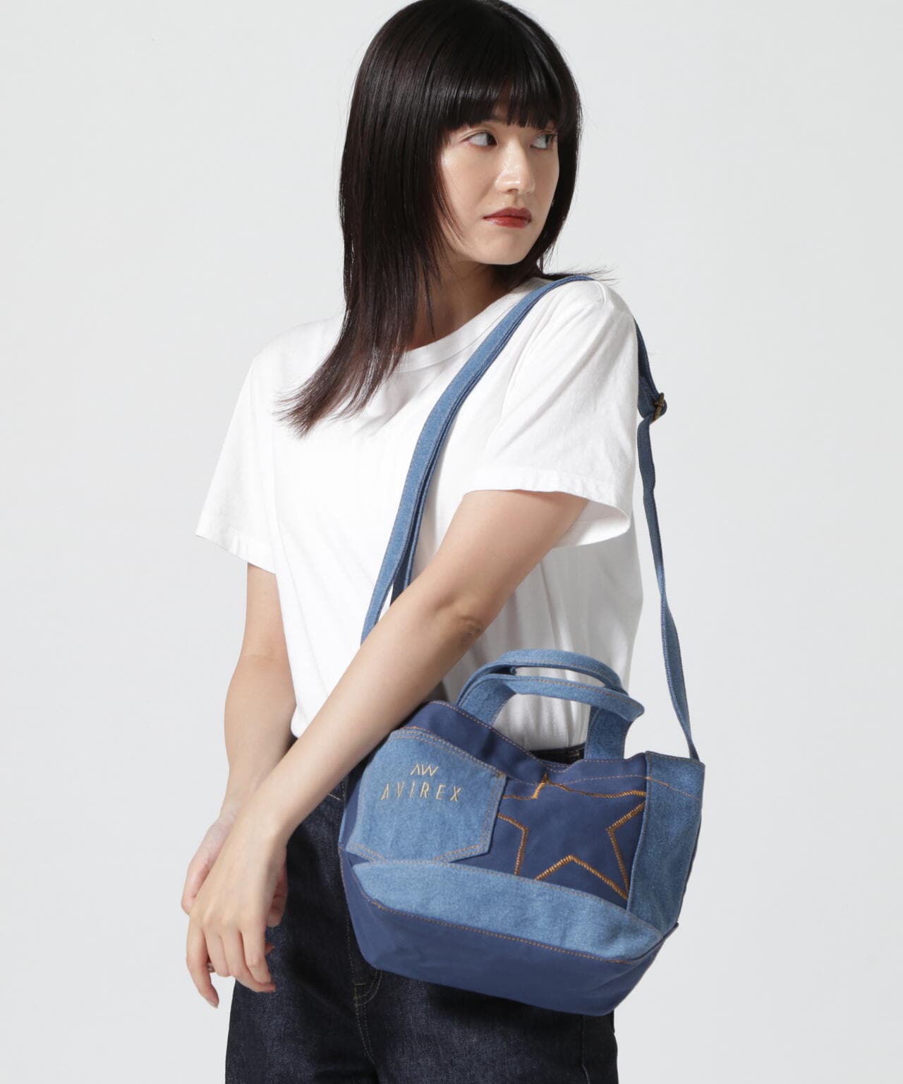 《直営店限定》DENIM COMBI CANVAS MINI TOTE BAG/ デニムコンビ キャンバスミニトートバッグ