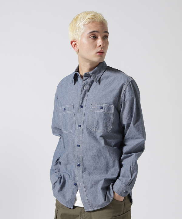 《DAILY/デイリー》BASIC CHAMBRAY LONG SLEEVE SHIRT / 長袖 ベーシック シャンブレー シャツ / 