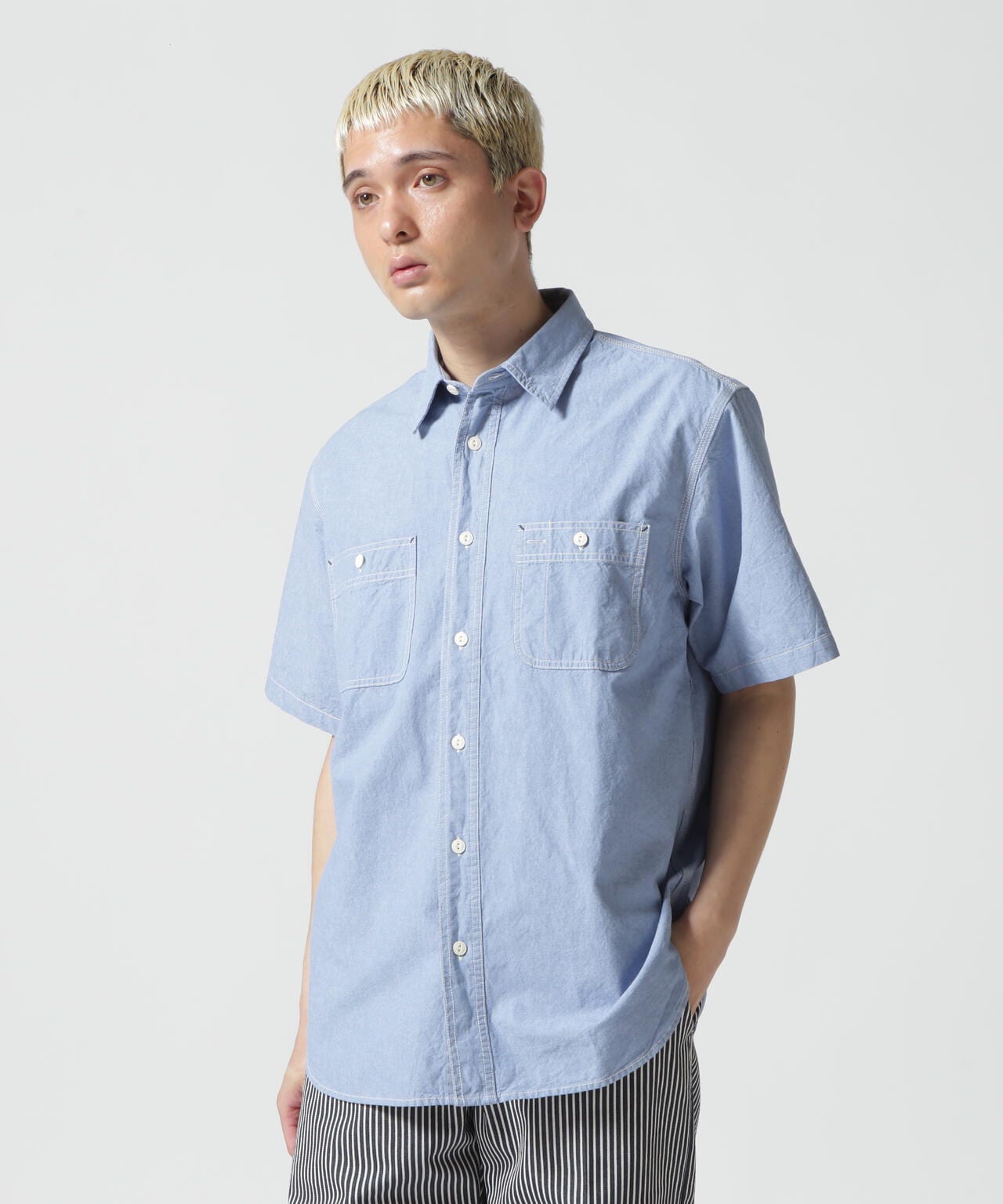 DAILY/デイリー》BASIC CHAMBRAY S/S SHIRT / 半袖シャンブレーシャツ ...