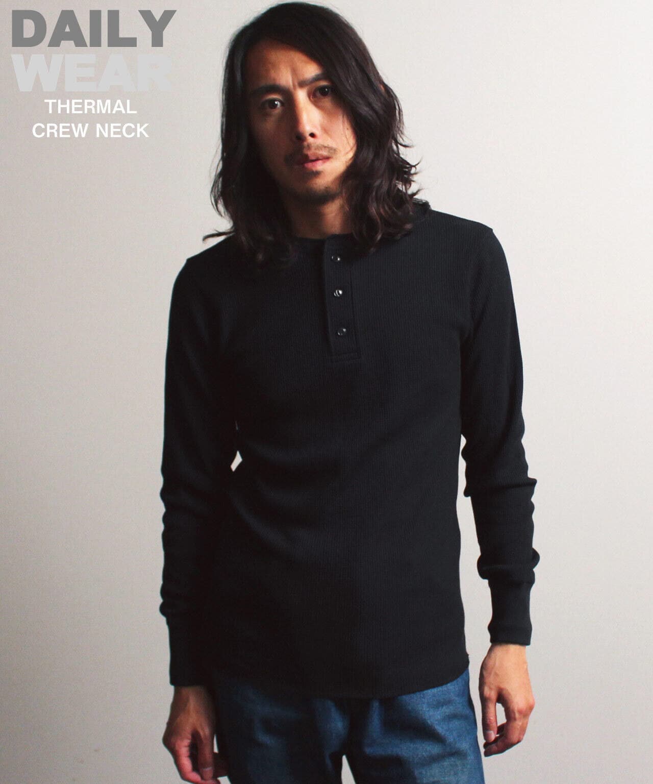 【GOOD GRIEF!】HENLEY NECK THERMAL TOP