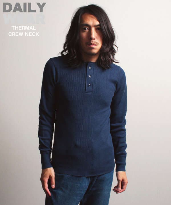 《DAILY/デイリー》THERMAL L/S HENLEY NECK T-SHIRT/サーマル 長袖 ヘンリーネック Tシャツ 