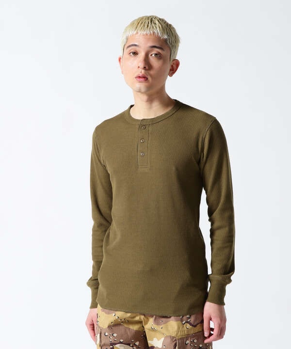 《DAILY/デイリー》THERMAL L/S HENLEY NECK T-SHIRT/サーマル 長袖 ヘンリーネック Tシャツ 