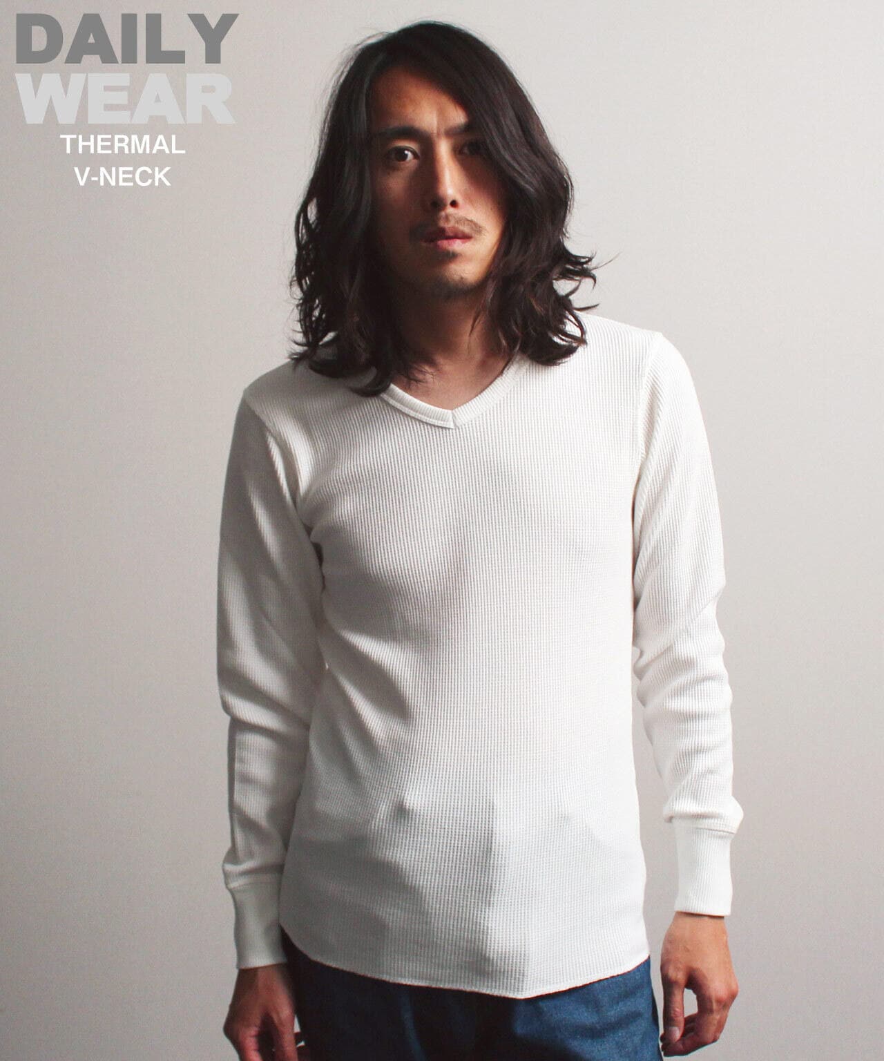 DAILY》THERMAL L/S V-NECK T-SHIRT/サーマル 長袖 ブイネック Tシャツ