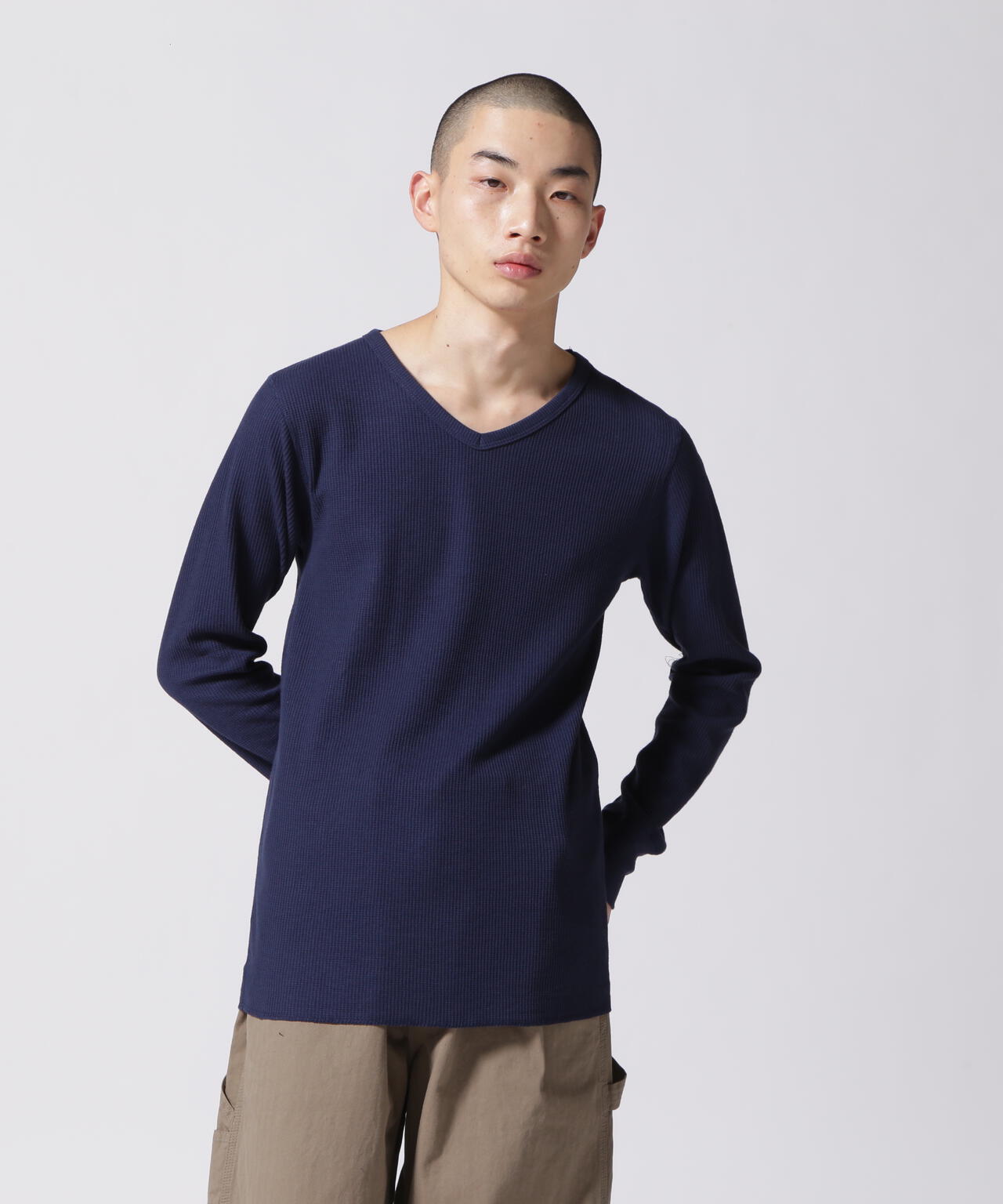 DAILY》THERMAL L/S V-NECK T-SHIRT/サーマル 長袖 ブイネック Tシャツ