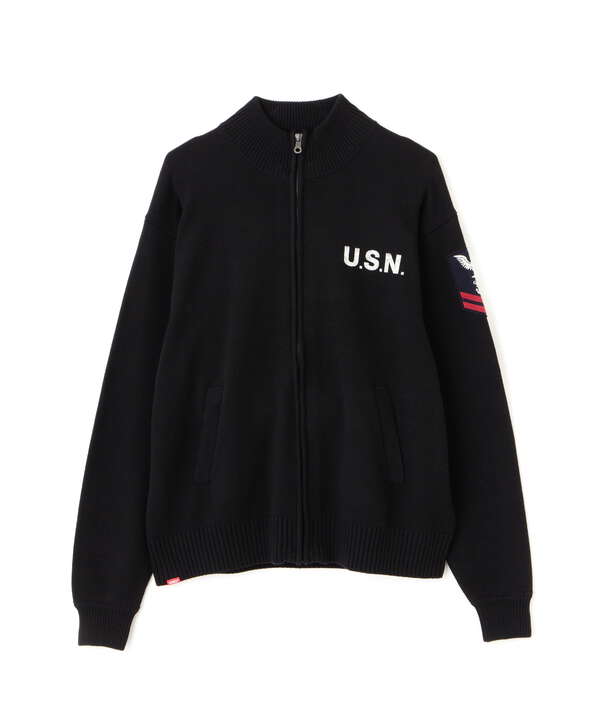 NAVAL STAND COLLAR ZIP KNIT JACKET / ネイバル スタンド カラー