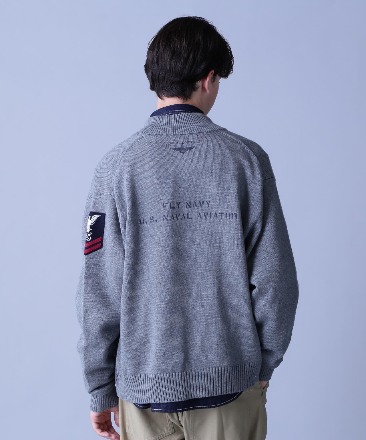 NAVAL STAND COLLAR ZIP KNIT JACKET / ネイバル スタンド カラー