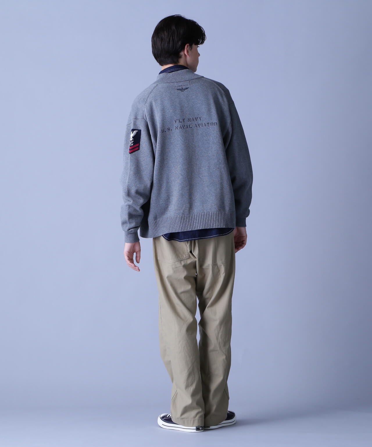 NAVAL STAND COLLAR ZIP KNIT JACKET / ネイバル スタンド カラー