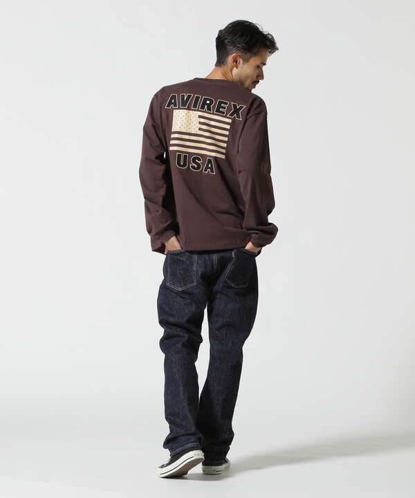 《WEB&DEPOT限定》AMERICAN FLAGS L/S T-SHIRT / アメリカン フラッグス 長袖 Tシャツ / AVIREX