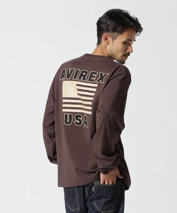 《WEB&DEPOT限定》AMERICAN FLAGS L/S T-SHIRT / アメリカン フラッグス 長袖 Tシャツ / AVIREX