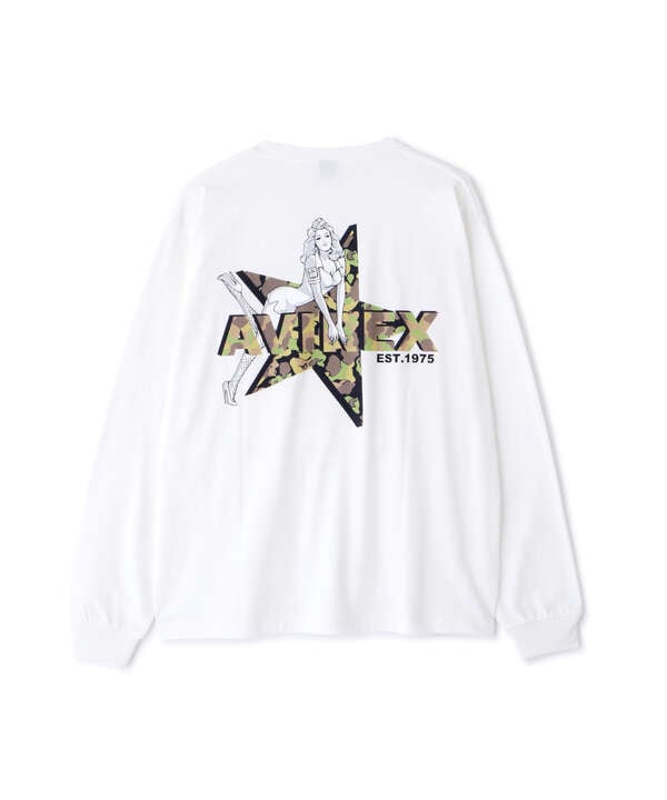 《WEB限定》CAMOUFLAGE STAR & PINUP GIRL L/S T-SHIRT / 