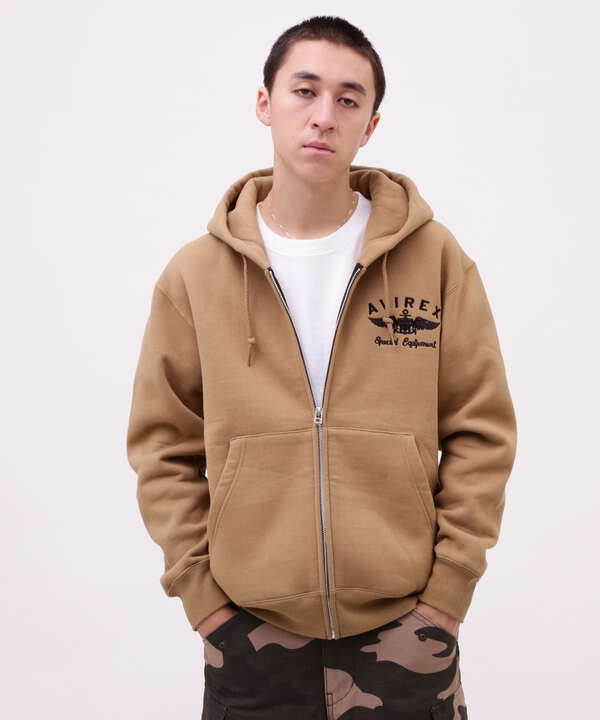 VARSITY LOGO SWEAT ZIP UP PARKA /バーシティ ロゴ スウェット ジ