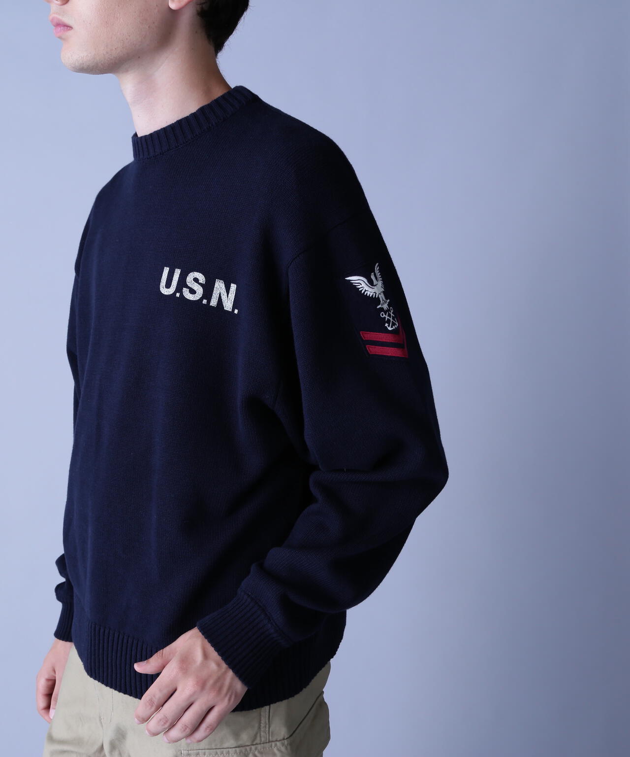 NAVAL CREWNECK KNIT / ネイバル クルーネック ニット / AVIREX / アヴィレックス