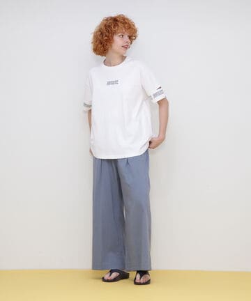 FADE WASH CUFFS OPEN EMBROIDERY TOPS/フェイドウォッシュ カフスオープン刺繍トップス