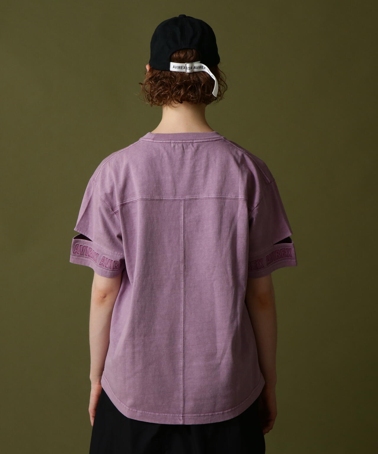 FADE WASH CUFFS OPEN EMBROIDERY T-SHIRT/フェイドウォッシュ カフスオープン刺繍Tシャツ