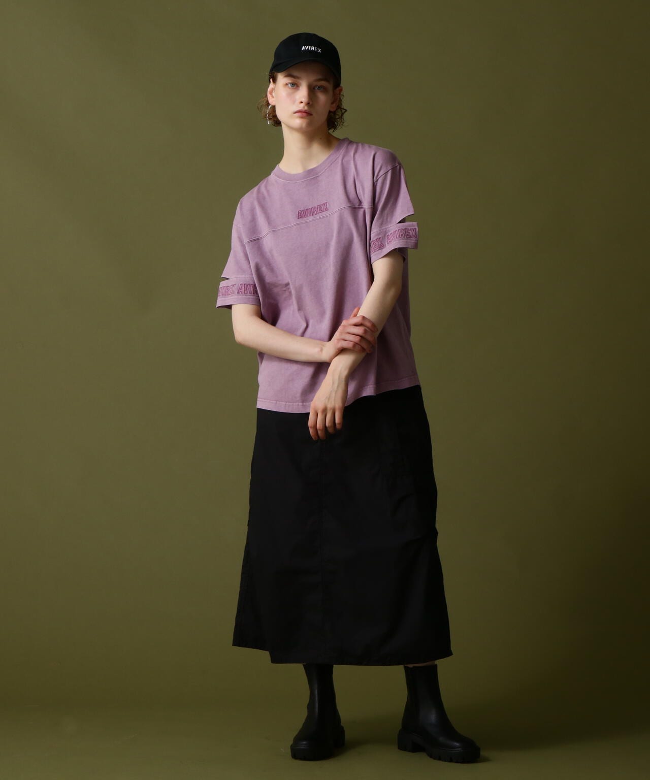 FADE WASH CUFFS OPEN EMBROIDERY TOPS/フェイドウォッシュ カフス 