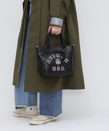 《直営店限定》バーシティー レザー ミニ トートバッグ/VARSITY LEATHER MINI TOTE BAG/AVX5626