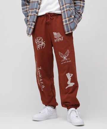 《WEB限定》STENCIL PRINT SWEAT PANTS / ステンシル プリント スウェットパンツ / AVIREX / アヴィレ