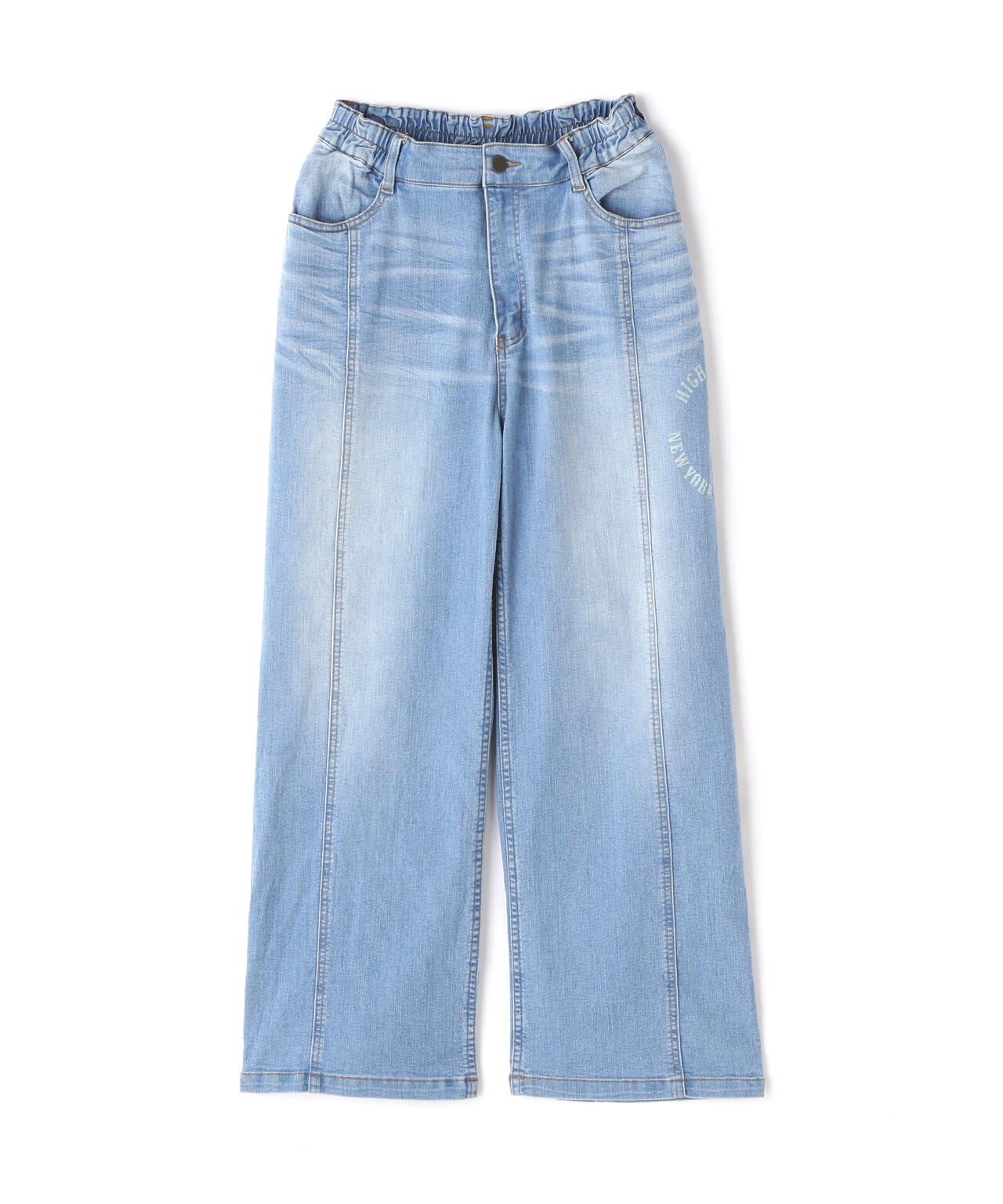 CIRCLE STENCIL PRINT WIDE DENIM PANTS