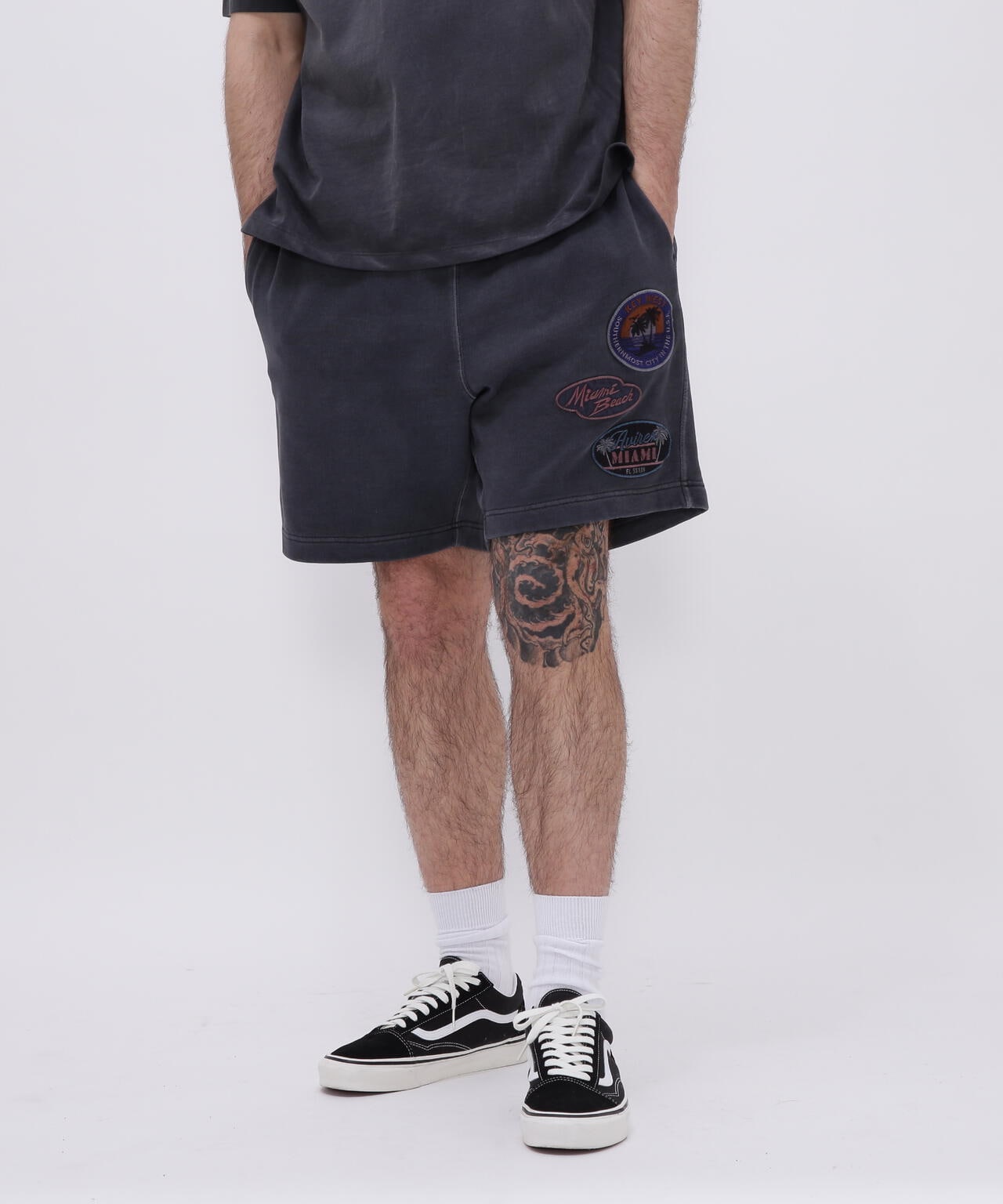 FADE WASH PATCH SHORT PANTS / フェイドウォッシュ パッチ ショート