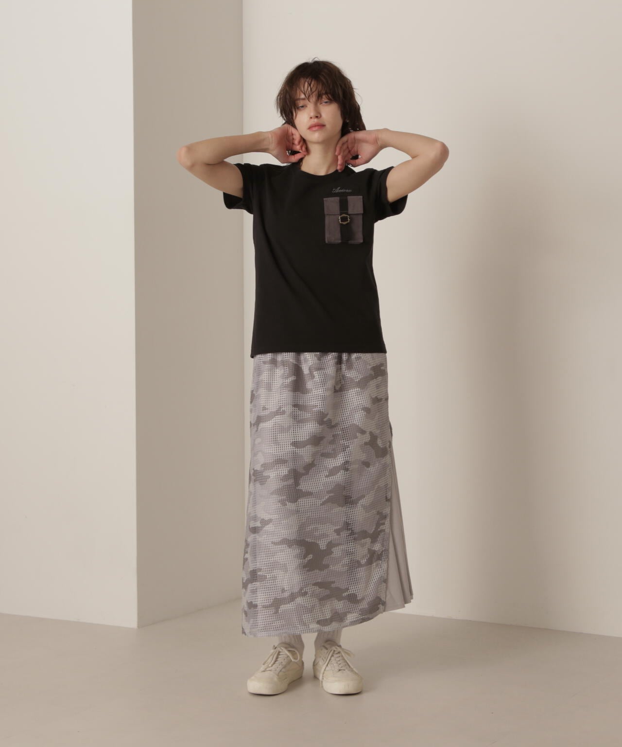 MESH CAMO PRINT SKIRT/メッシュカモ プリントスカート