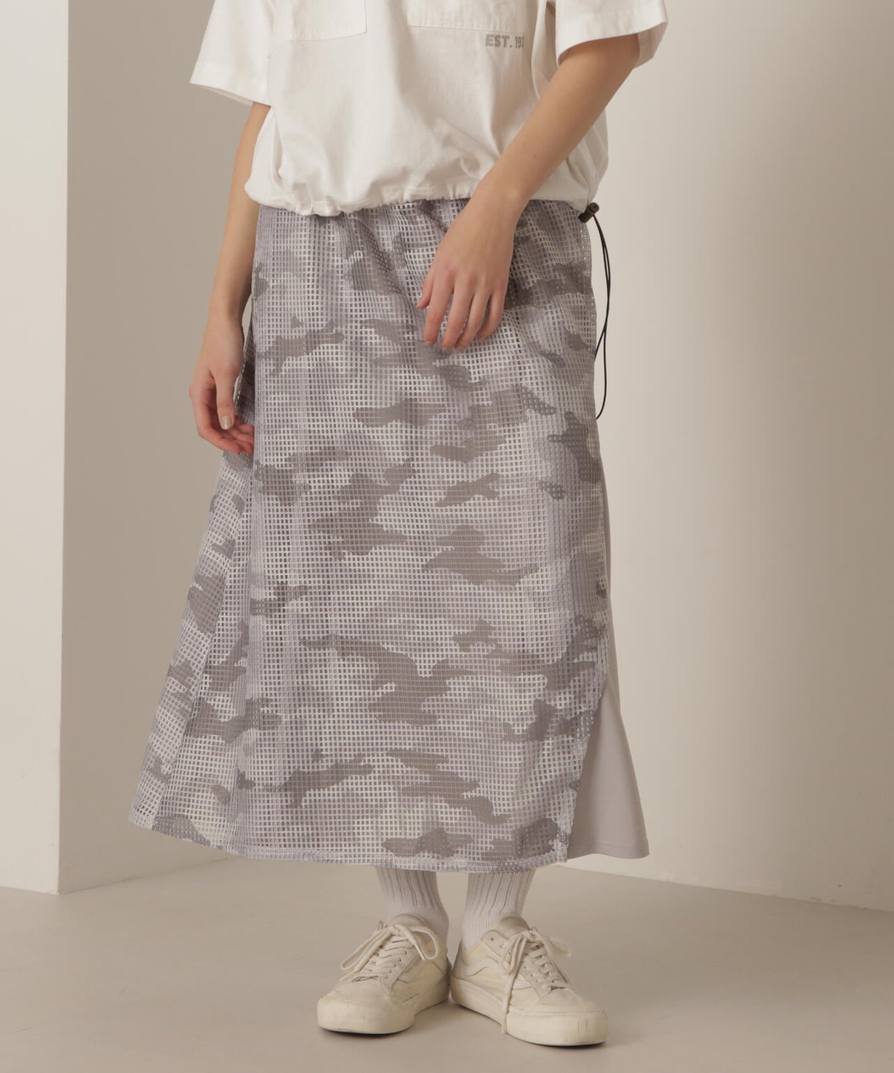 MESH CAMO PRINT SKIRT/メッシュカモ プリントスカート