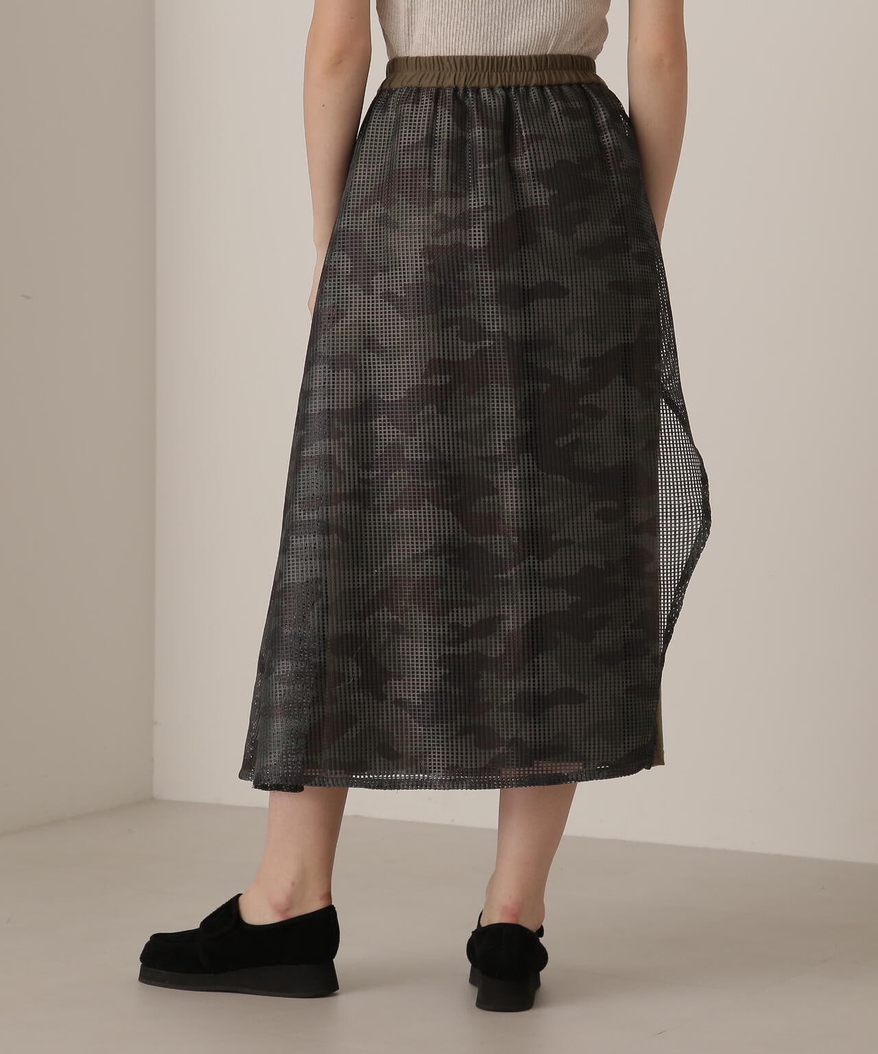 MESH CAMO PRINT SKIRT/メッシュカモ プリントスカート