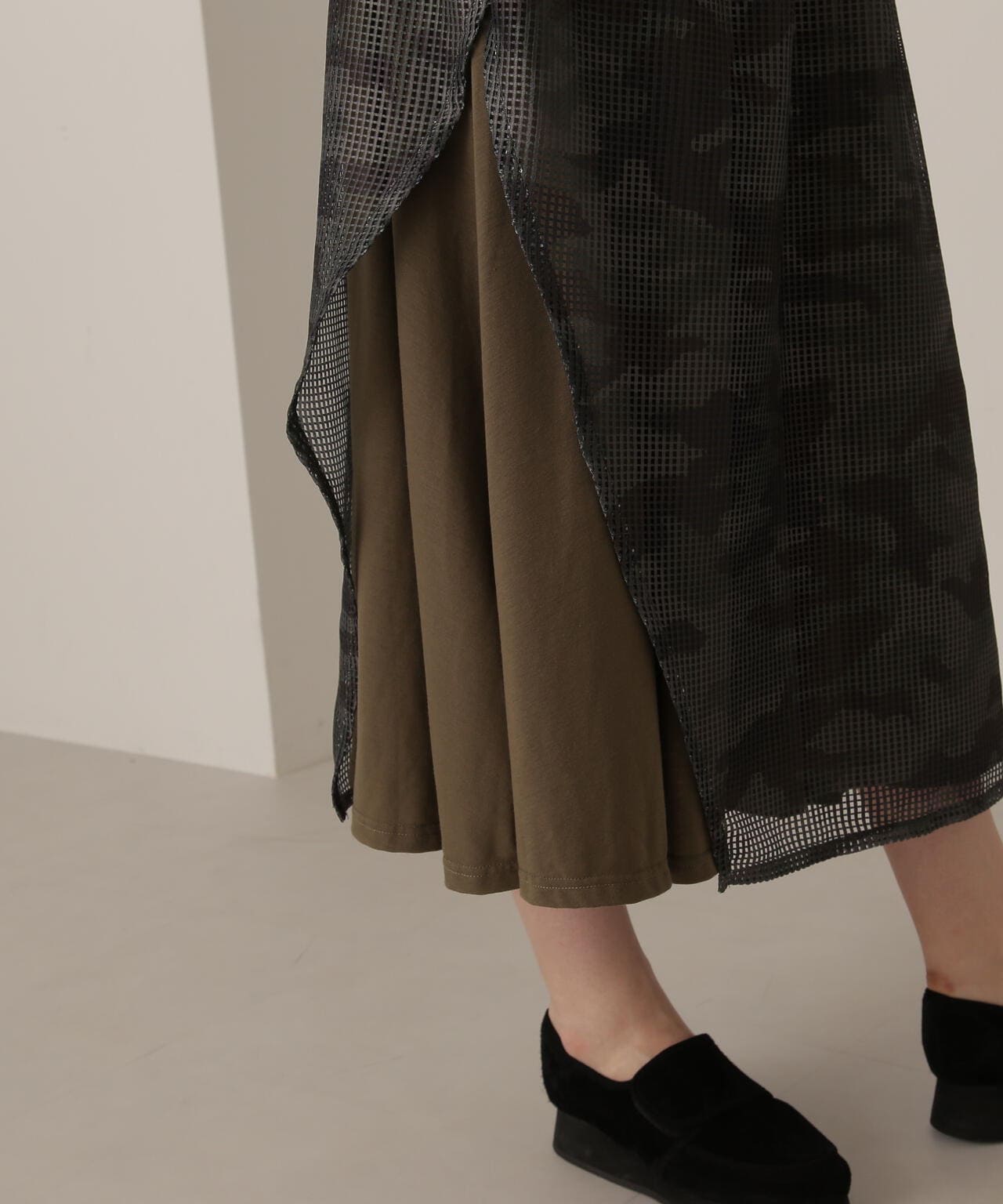 MESH CAMO PRINT SKIRT/メッシュカモ プリントスカート