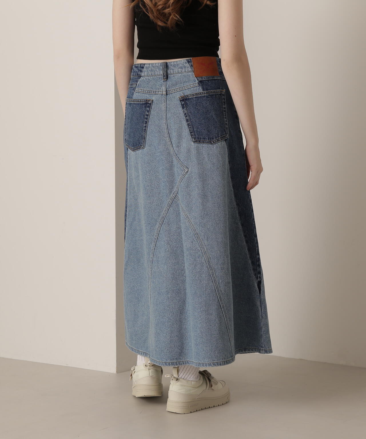 WEB&DEPOT限定》DENIM BICOLOR SKIRT/デニムバイカラースカート