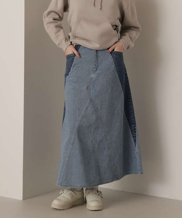 《WEB&DEPOT限定》DENIM BICOLOR SKIRT/デニムバイカラースカート