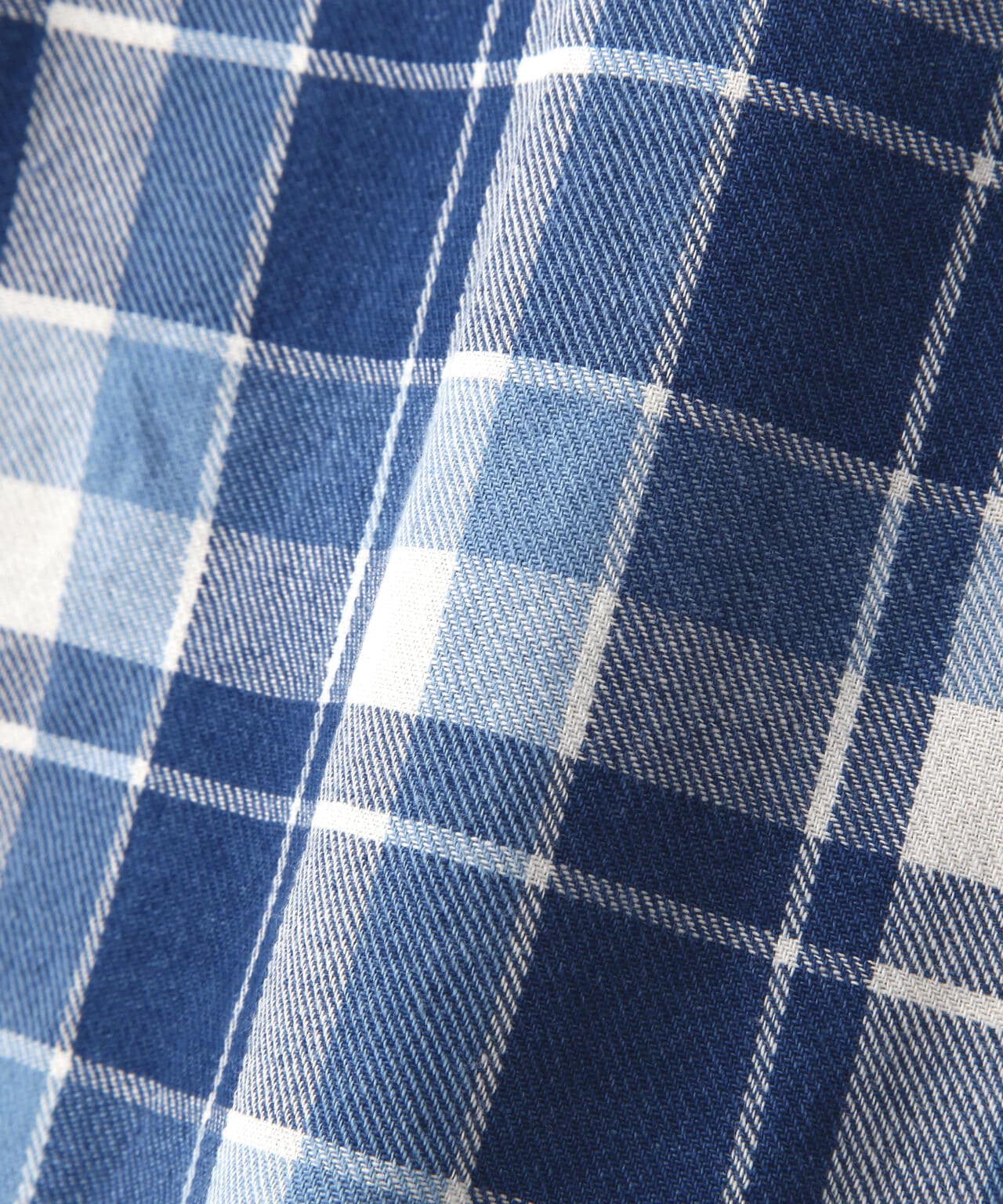 LONG SLEEVE INDIGO CHECK EMBROIDERY SHIRT