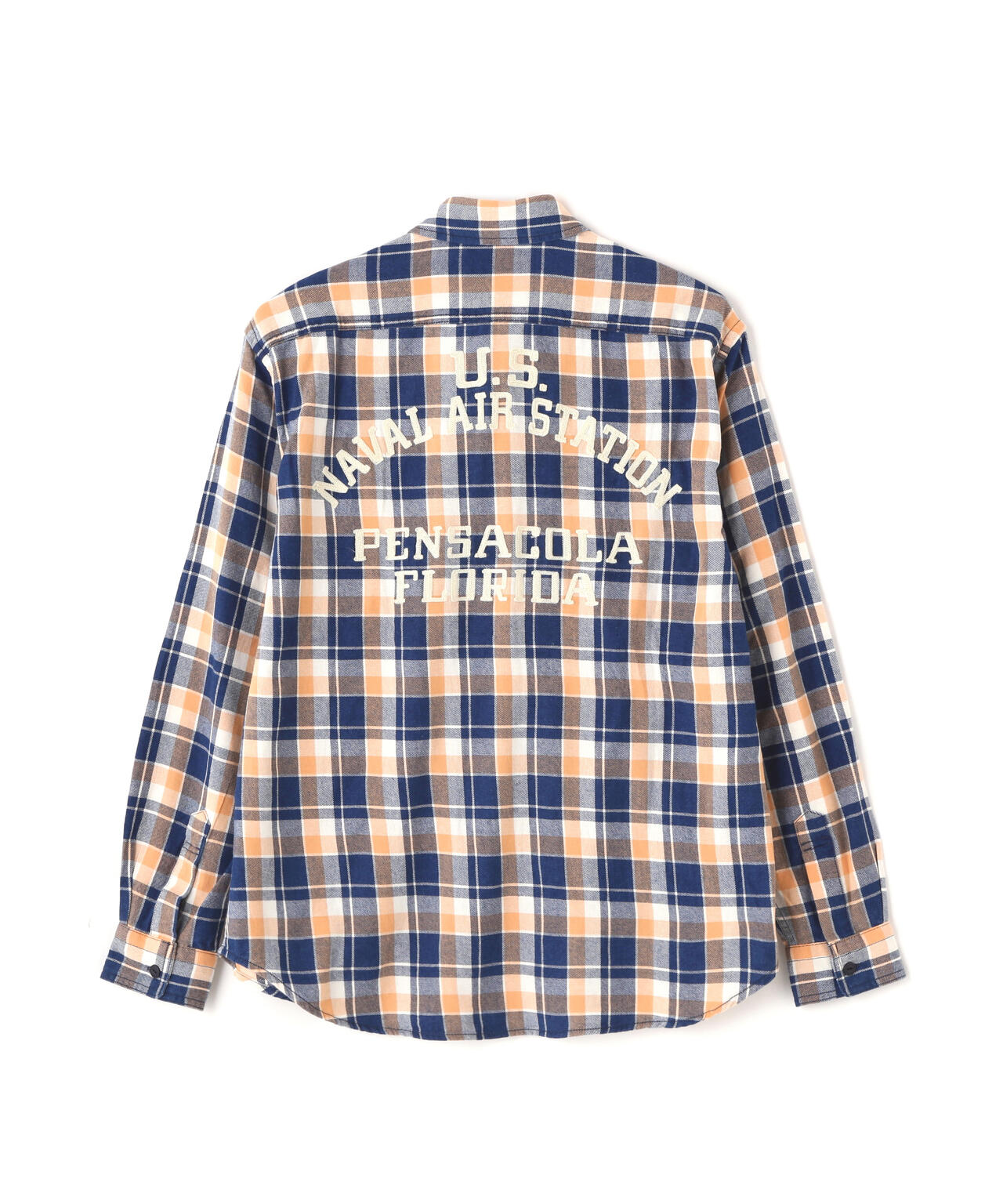 LONG SLEEVE INDIGO CHECK EMBROIDERY SHIRT