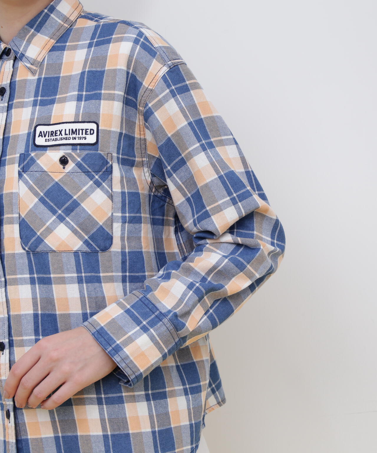 L-L/S INDIGO CHECK SHIRT/インディゴ チェック シャツ | AVIREX