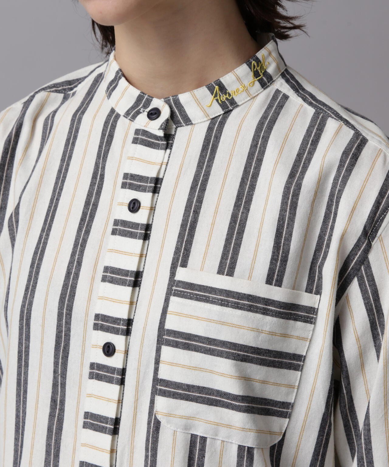 STRIPE GATHER SHIRT ONEPIECE/ストライプ ギャザーシャツワンピース ...