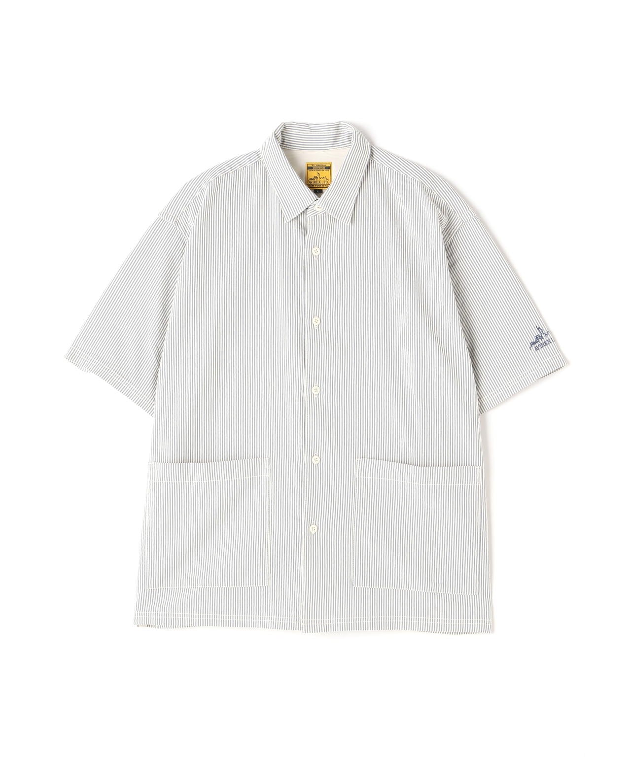 SHORT SLEEVE SUCKER STRIPE VACATION SHIRT