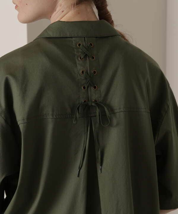 《直営店限定》LACE UP TENCEL SHIRTS/レースアップ テンセルシャツ