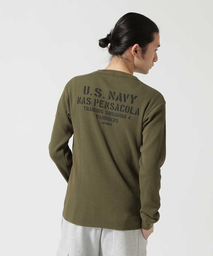 LONGSLEEVE WAFFLE T-SHIRT U.S.NAVY / 長袖 ワッフルTシャツ ユーエスネイビー / AVIREX /