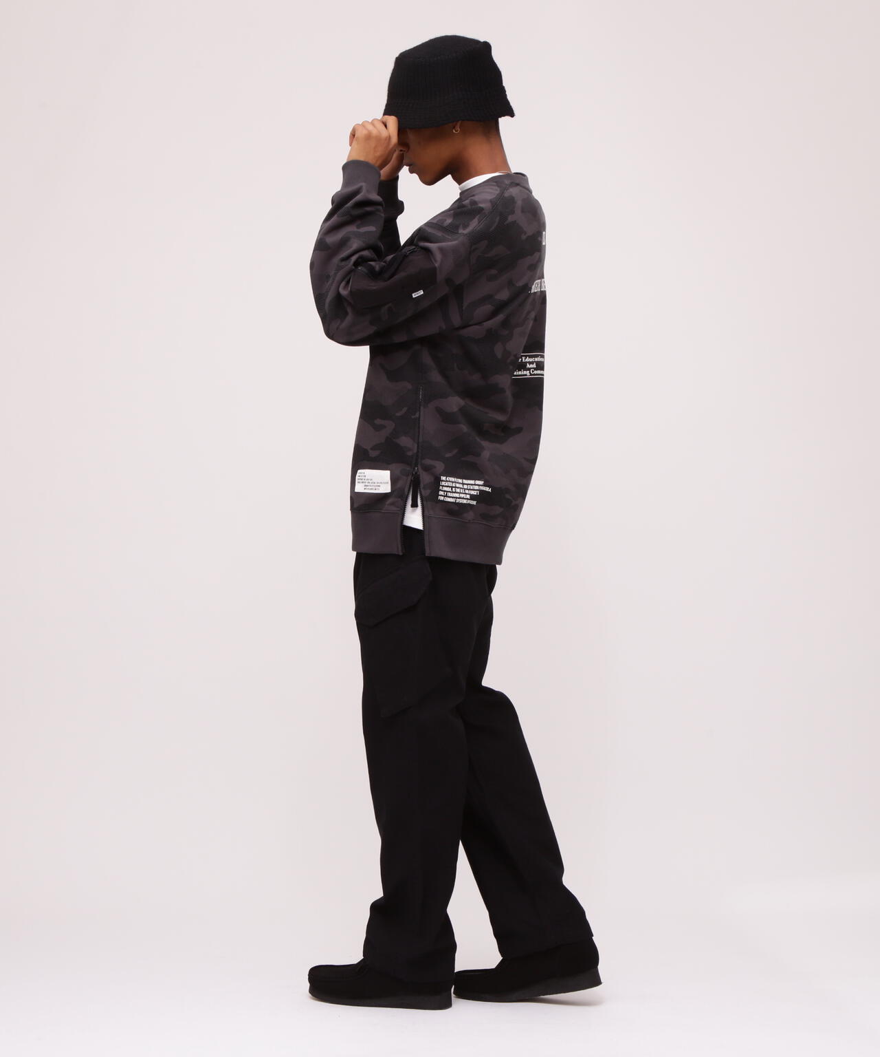 BAGGY FIT MIL. POCKET CREW NECK SWEAT