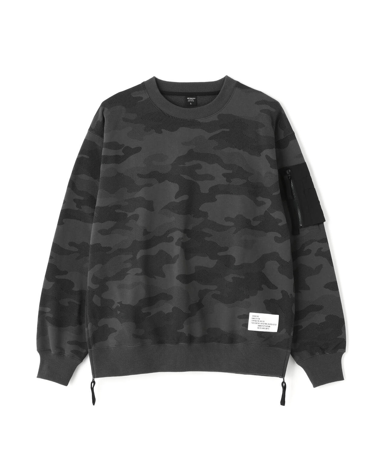 BAGGY FIT MIL. POCKET CREW NECK SWEAT