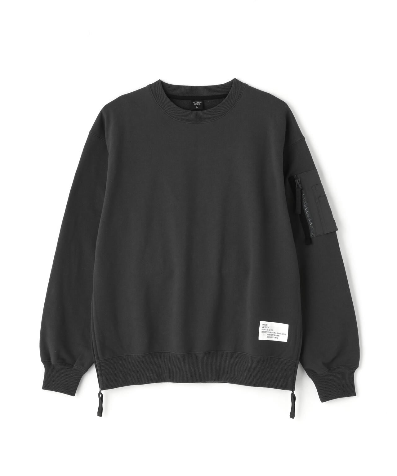 BAGGY FIT MIL. POCKET CREW NECK SWEAT