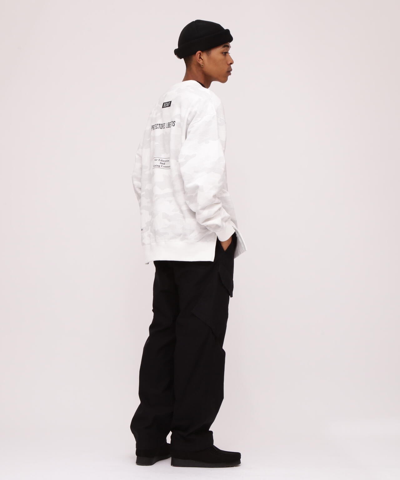 BAGGY FIT MIL. POCKET CREW NECK SWEAT