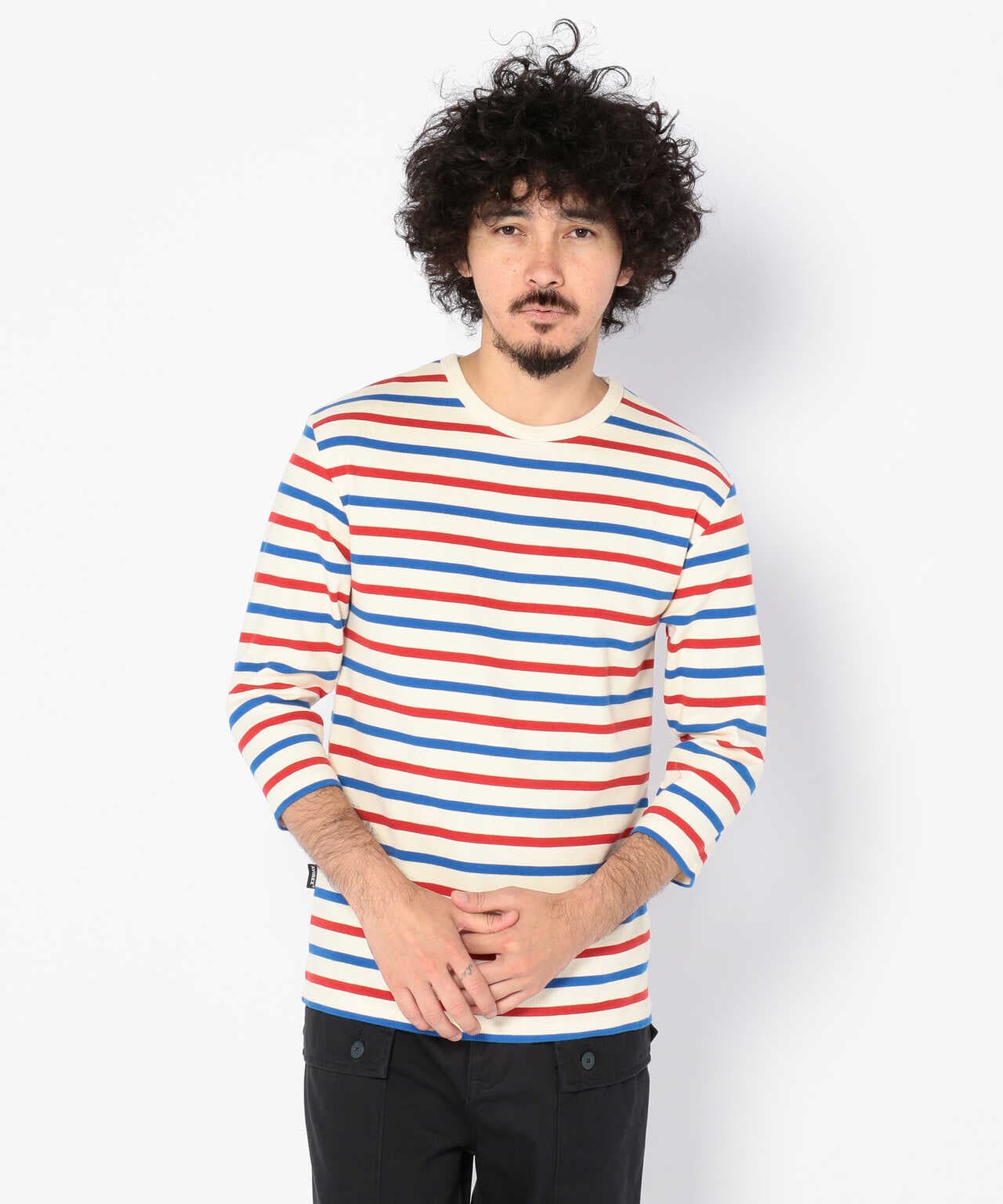 DAILY】３/４スリーブ クルーネック ボーダーTシャツ/3/4SLEEVE BORDER