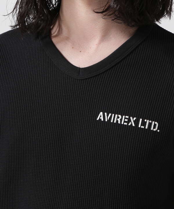 《WEB&DEPOT限定》MINI WAFFLE V NECK T-SHIRT / ミニワッフル Vネック Tシャツ / AVIREX