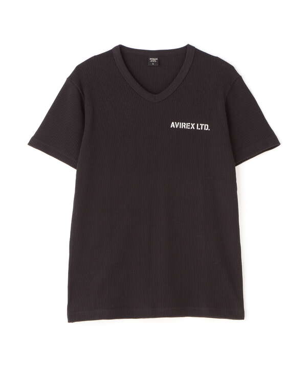 《WEB&DEPOT限定》MINI WAFFLE V NECK T-SHIRT / ミニワッフル Vネック Tシャツ / AVIREX