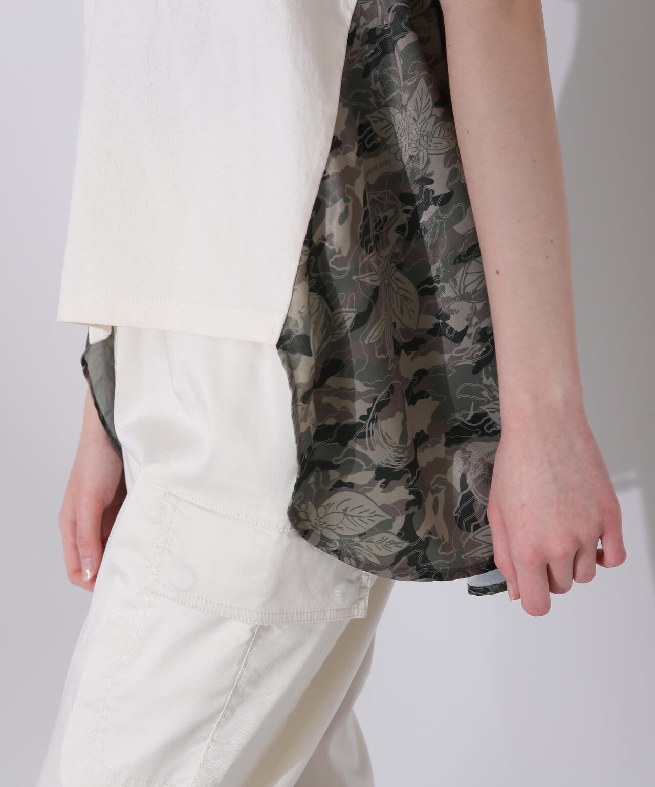 直営店限定》SATIN CAMO PRINT TUNIC/サテンカモプリントチュニック 
