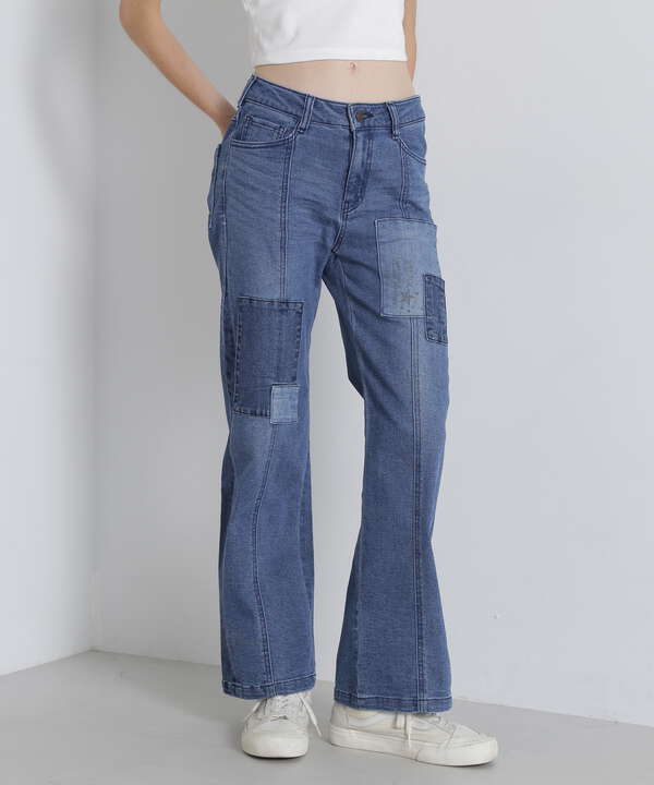 PATCH STRETCH DENIM PANTS/パッチストレッチデニムパンツ