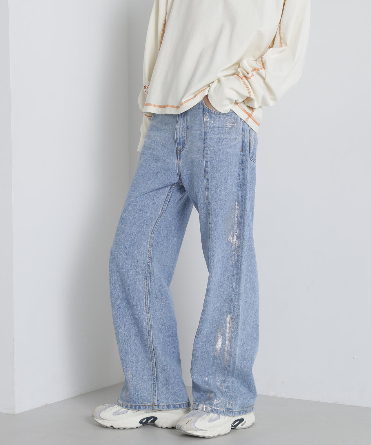 FOIL PRINT DENIM PANTS/箔プリントデニムパンツ