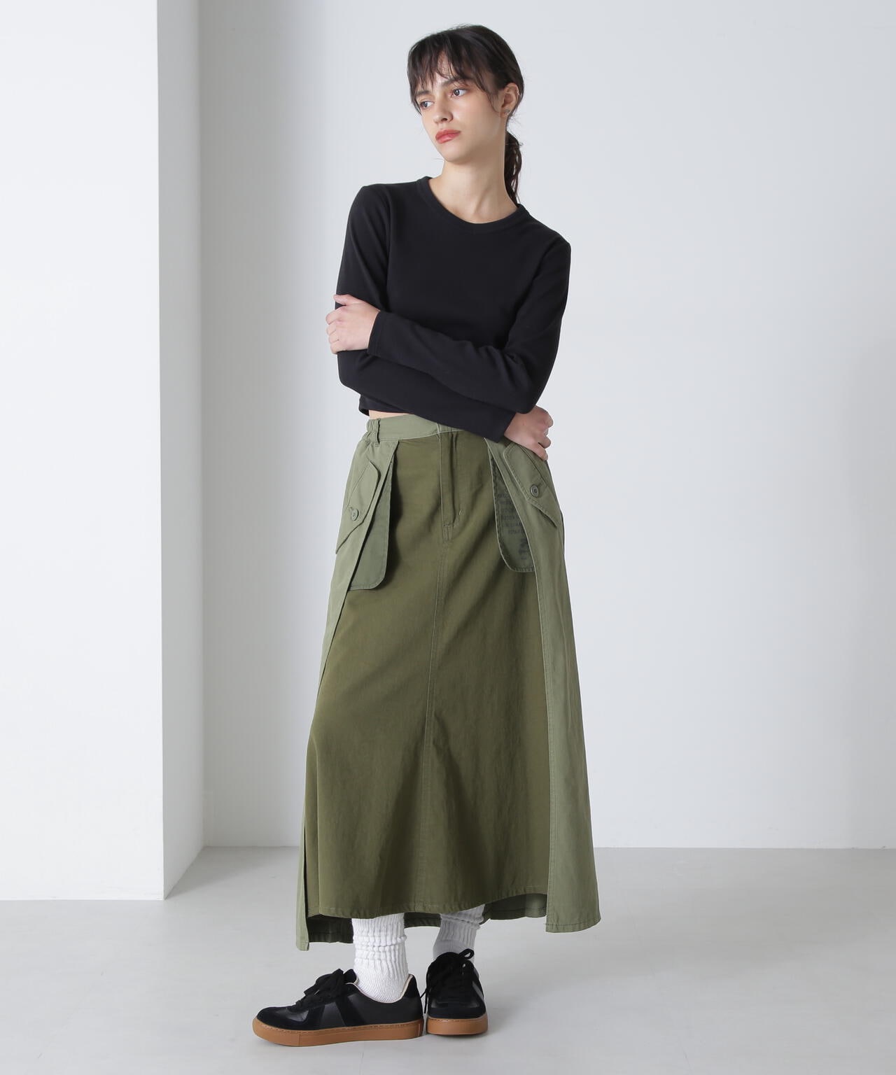 MILITARY LAYERED LIKE SKIRT/ミリタリー レイヤード スカート