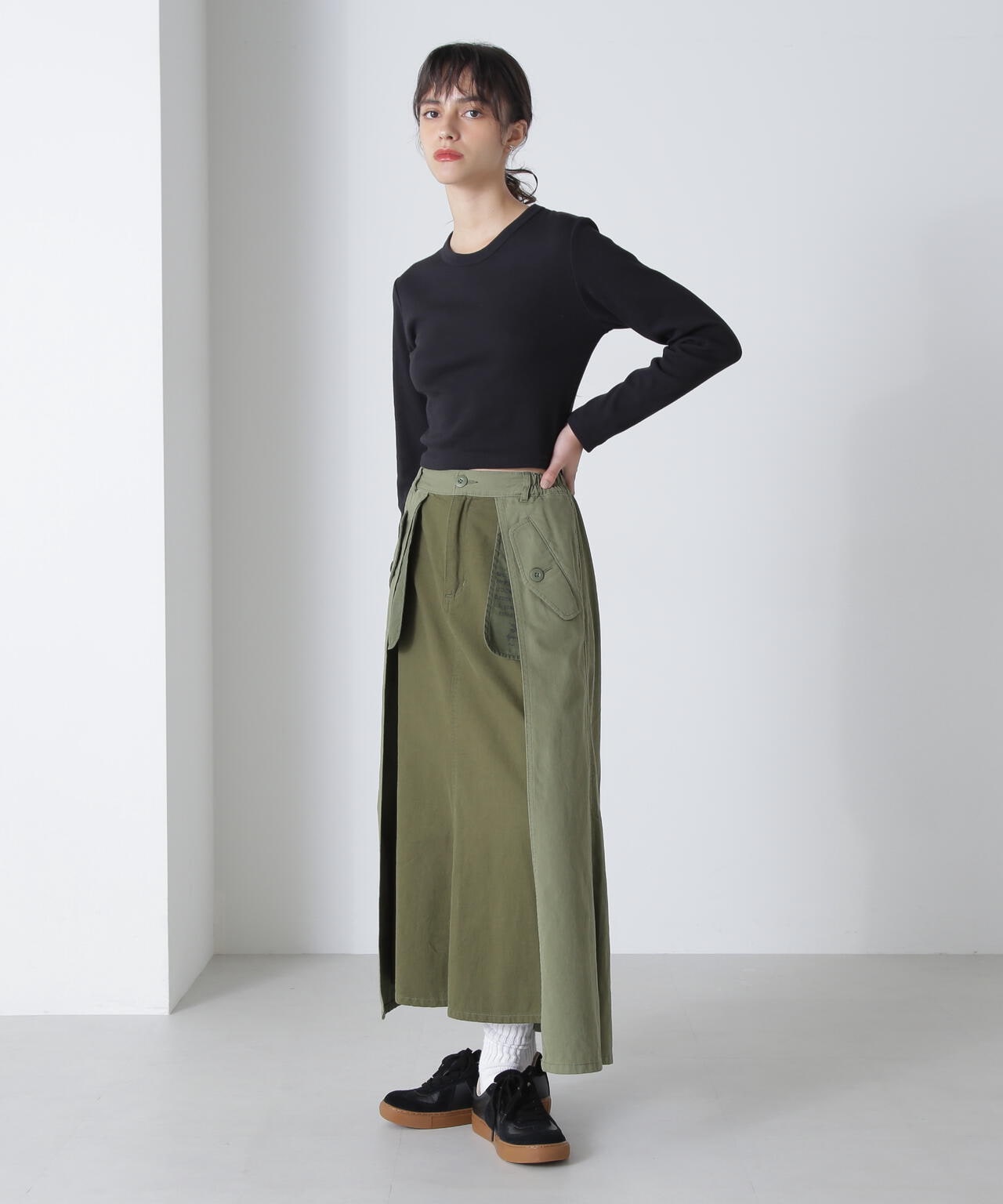 MILITARY LAYERED LIKE SKIRT/ミリタリー レイヤード スカート