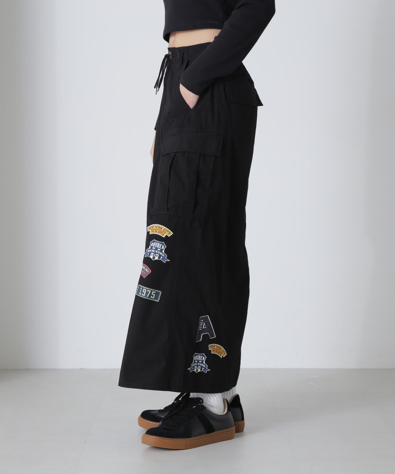 WAPPEN PRINT LONG SKIRT/ワッペンプリント ロングスカート