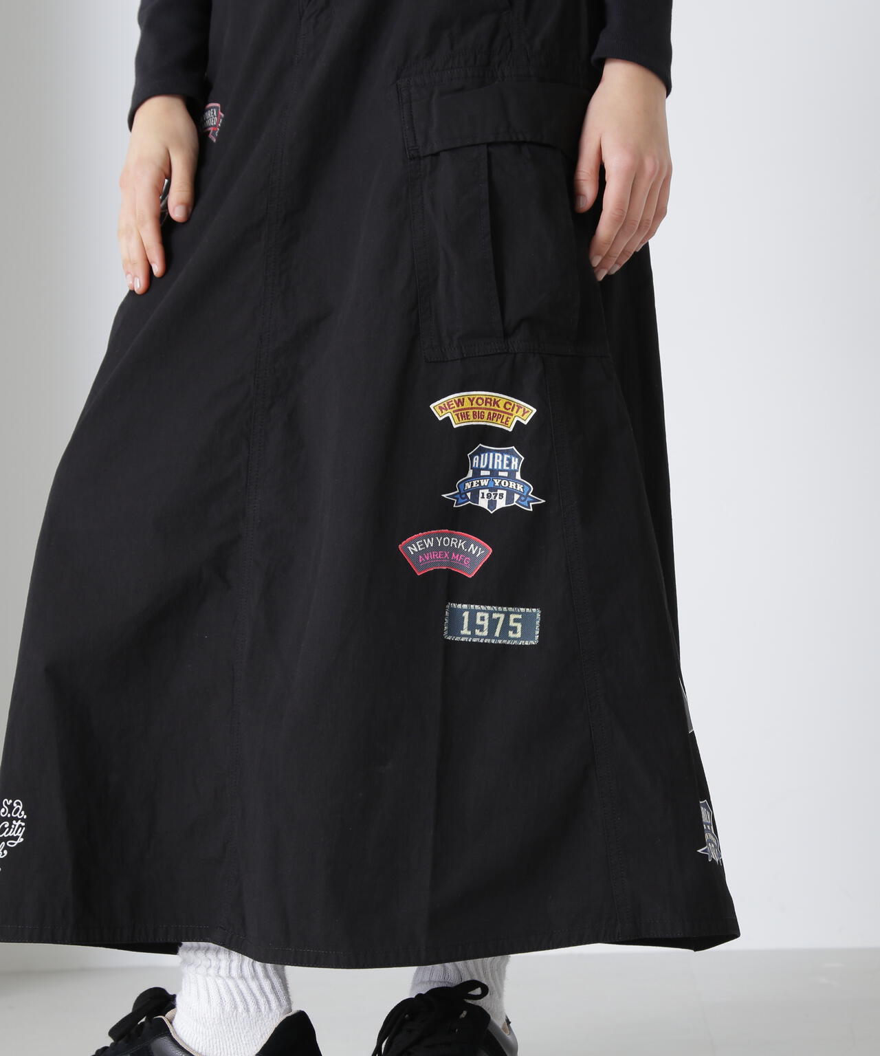 WAPPEN PRINT LONG SKIRT/ワッペンプリント ロングスカート